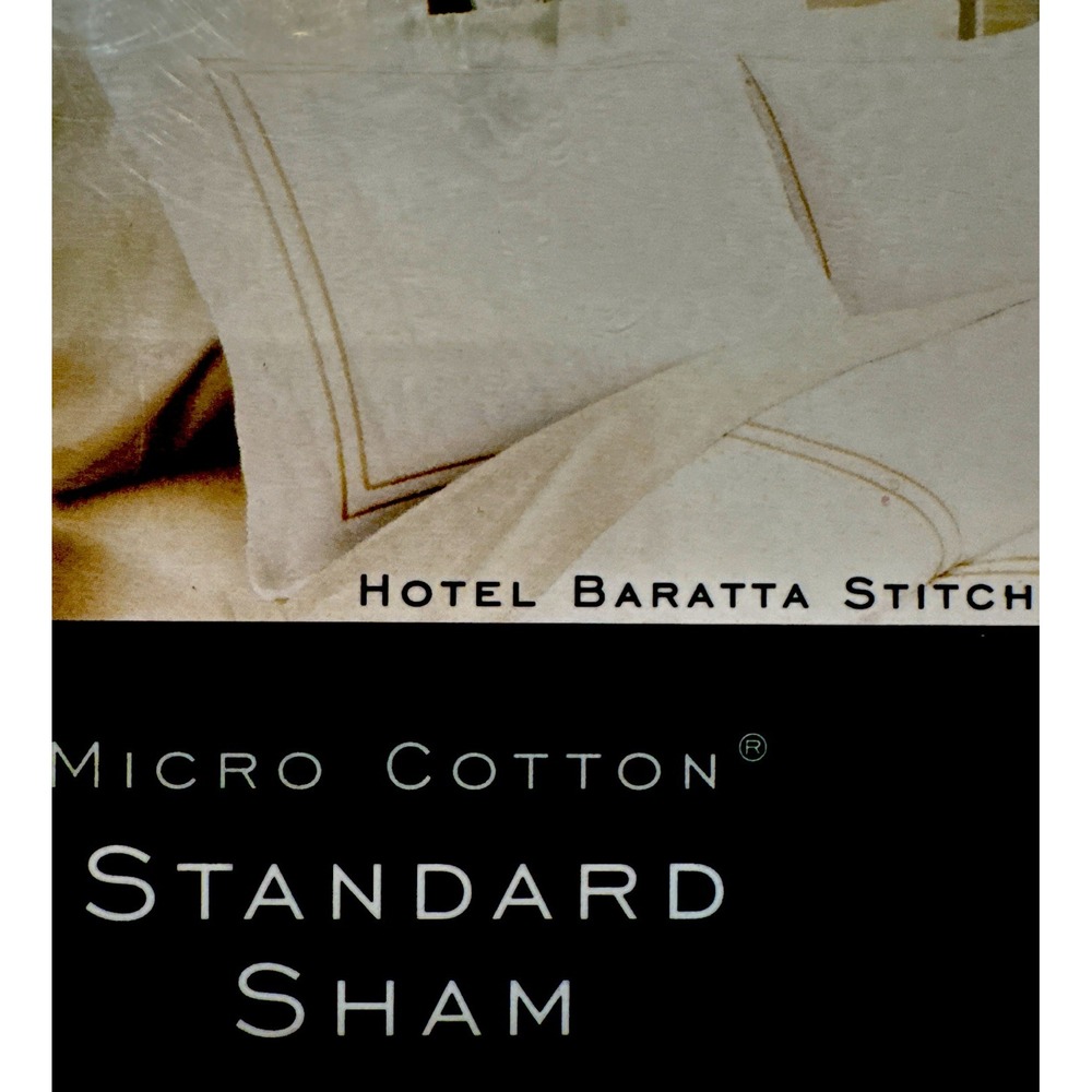 Wamsutta Standard Pillow Sham Hotel Baratta Stitch Gold Double Border Cotton New
